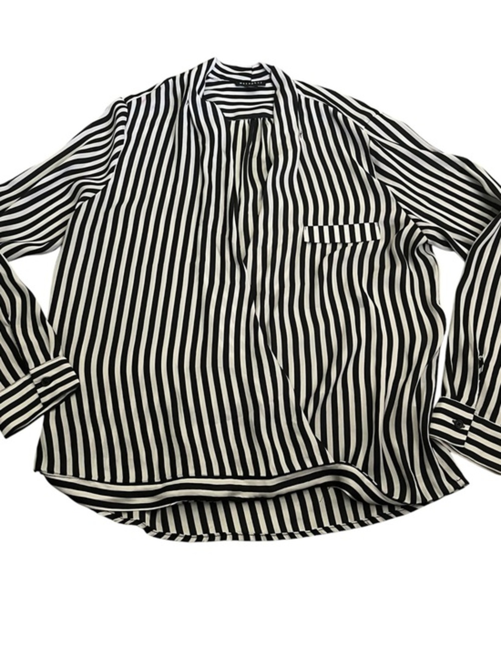 Metaphor Black & White Vertical Stripe Women’s Blouse Size L